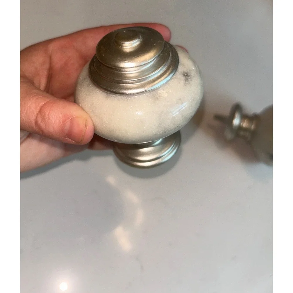 Vintage Modern White Marble Curtain Rod Finials Ends 1 pair (multiple avail.)